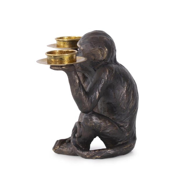 2020s Barkari Monkey Double Tealight Candle Holder For Sale - Image 5 of 11