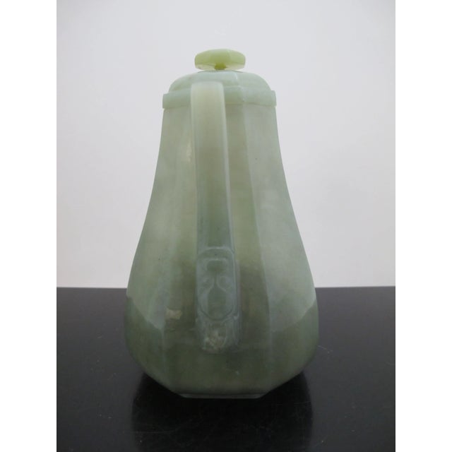 18th Century Chinese Jade Qing Dynasty Carved Bird & Mask Octagonal Lidded Teapot For Sale - Image 5 of 11