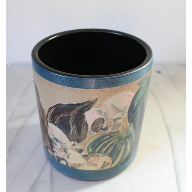 Vintage Signed Studio Art Pottery Kitchen Utensil Holder For Sale In Milwaukee - Image 6 of 9