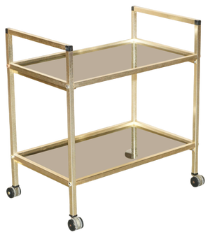 Mid-Century Modern Glass & Polished Brass Drinks Trolley, 1950s