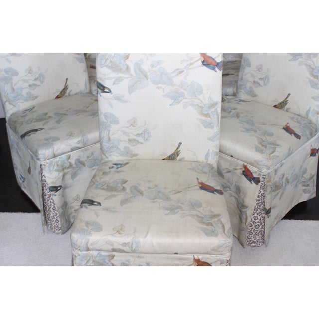 Hollywood Regency French Floral Animal Print Parson Dining Chairs