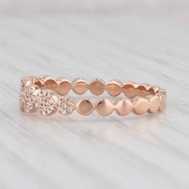 2010s New 0.10ctw Stackable Diamond Cluster Ring 18k Rose Gold Size 7 Wedding Band For Sale - Image 5 of 8