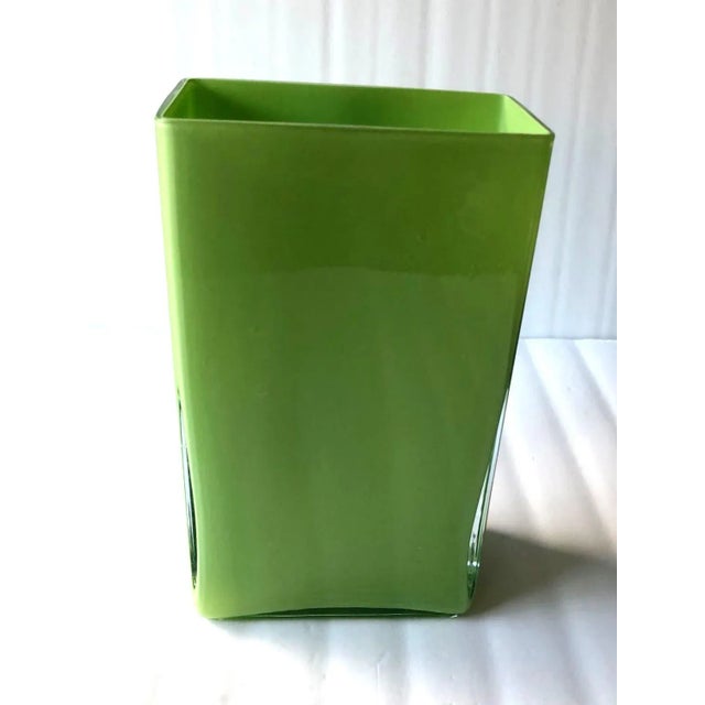 Large Contemporary Kelly Green Glass Vase For Sale - Image 6 of 7