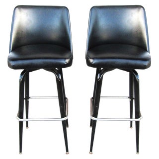 MCM Vintage Metal Bar Stools - Set of 2 For Sale