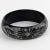 Art Deco Black Galalith Jeweled Bracelet Bangle With Carved Floral Design For Sale - Image 4 of 10