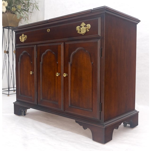 Flip Top Serving Bar cabinet Solid Cherry Bracket Feet MINT For Sale - Image 17 of 18