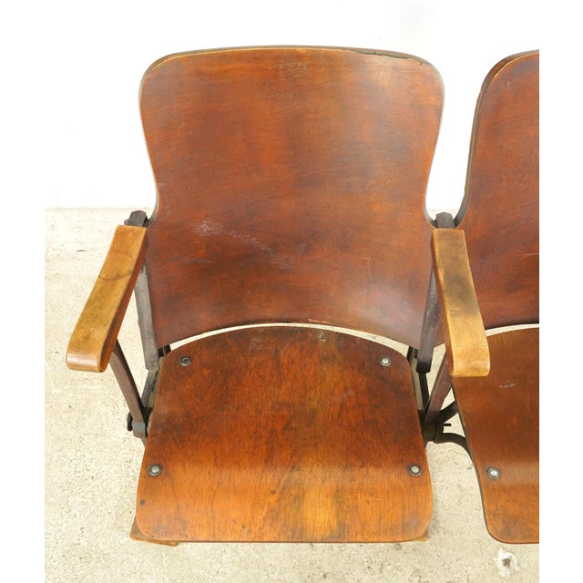 Traditional Vintage Folding Theater Seats Unit For Sale - Image 3 of 12