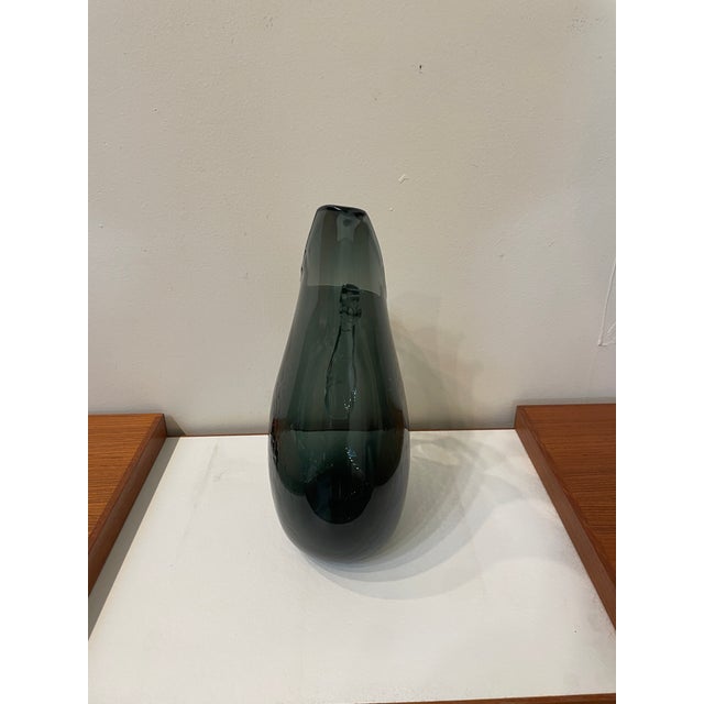 Charcoal 1950s Attributed to Blenko Seeded Glass Pitcher W Handle For Sale - Image 8 of 9