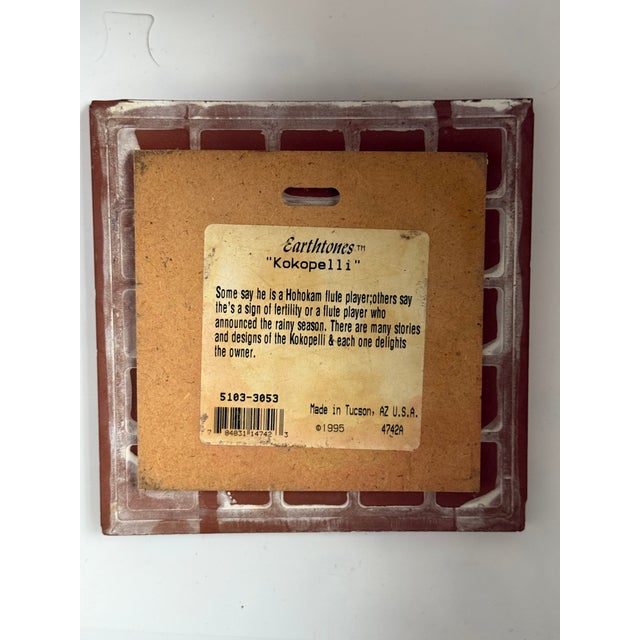 Vintage Earthtones Trademarked Set of 2 "KoKopelli" Southwestern Ceramic Tile Art Coasters For Sale - Image 4 of 9