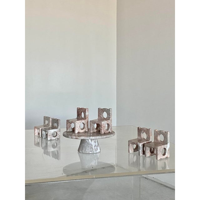 Carved Marble Miniature Table + Chairs For Sale - Image 6 of 15