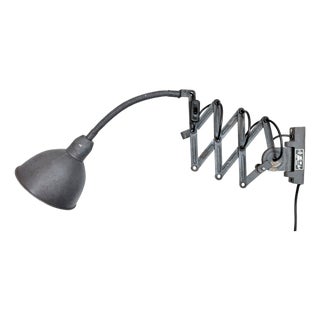 Grey Industrial Gooseneck Scissor Wall Lamp from Elektroinstala, 1960s For Sale