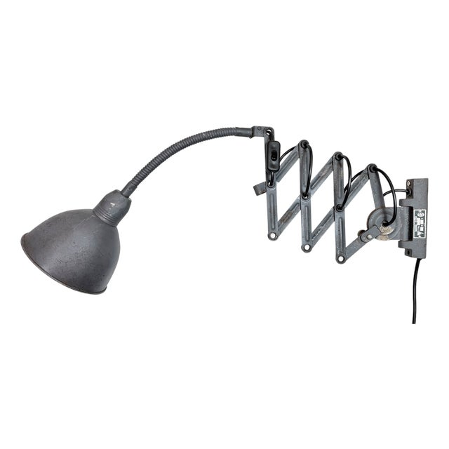 Grey Industrial Gooseneck Scissor Wall Lamp from Elektroinstala, 1960s For Sale