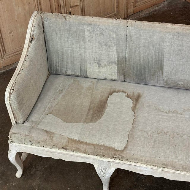 18th Century Swedish Rococo Bench in Hand-Scraped Painted Finish For Sale - Image 16 of 18