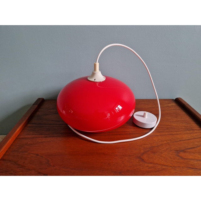 Red Vintage Red Opaline Glass Pendant Light, 1960s For Sale - Image 8 of 11