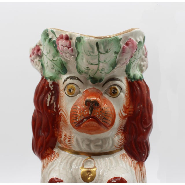 Ceramic 1860s English Staffordshire Red King Charles Spaniel Pitchers - a Pair For Sale - Image 7 of 9