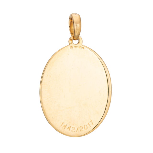 Modern 1980s Leitao & Irmao Diamond Crown Medal Pendant 19k Yellow Gold Limited Edition For Sale - Image 3 of 4