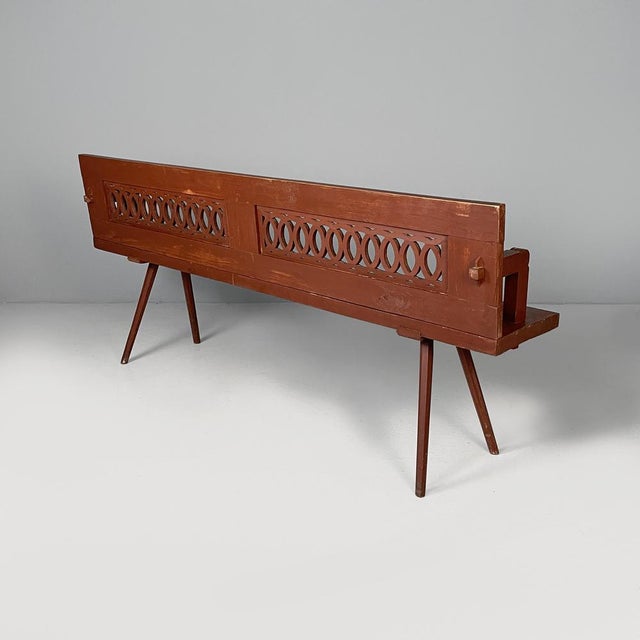 1930s Art Deco Italian Bench in Red Wood, 1930s For Sale - Image 5 of 18