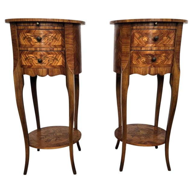 Italian Art Deco Nightstands in Burl Walnut, 1940s, Set of 2 For Sale - Image 11 of 11