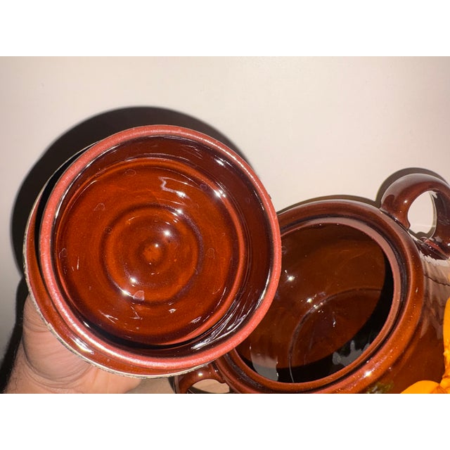 Brown Vintage Kingsware Ceramic Sugar Bowl with Lid from Royal Doulton, 1950 For Sale - Image 8 of 10