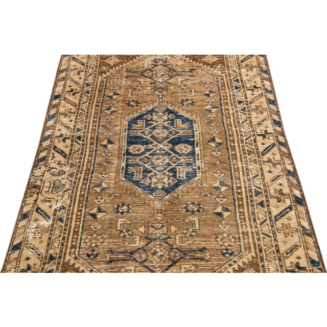 Tribal 1960s Vintage Distressed Handmade Blue Tribal Wool Rug For Sale - Image 3 of 9