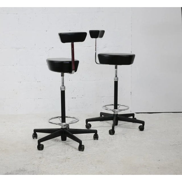 Leather and Steel Swivel Stools by George Nelson for Vitra, 2001, Set of 2 For Sale - Image 12 of 18