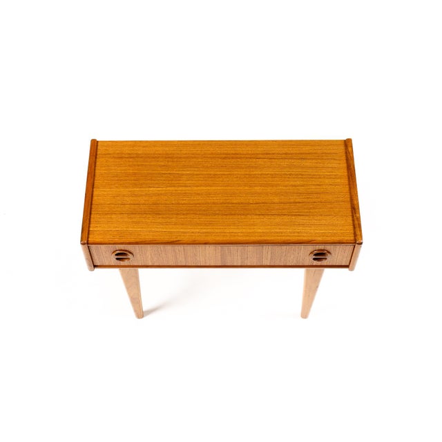 Brown 1960s Danish Modern Mid Century Teak Low Entry Table Console — Single Drawer For Sale - Image 8 of 8