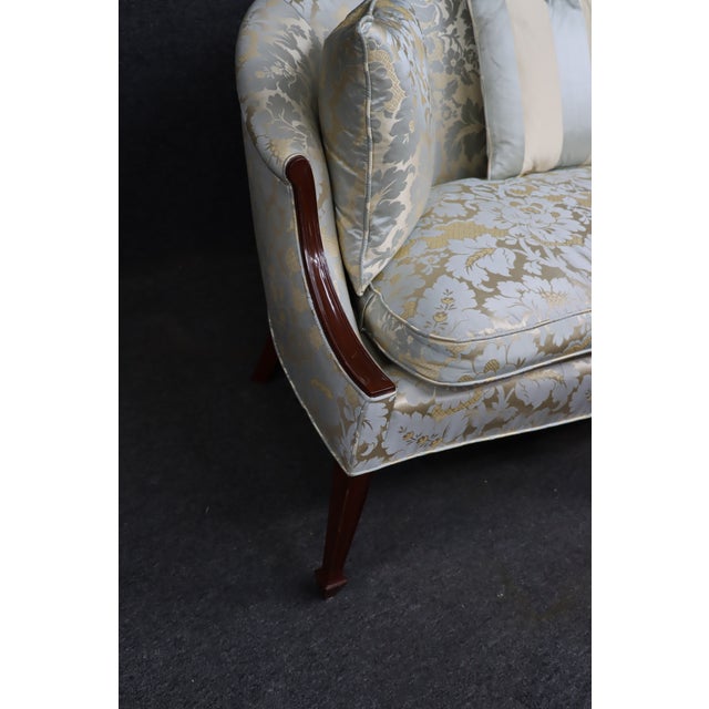 Hepplewhite Kindel Hepplewhite Style Mahogany Upholstered Camelback Sofa For Sale - Image 3 of 17