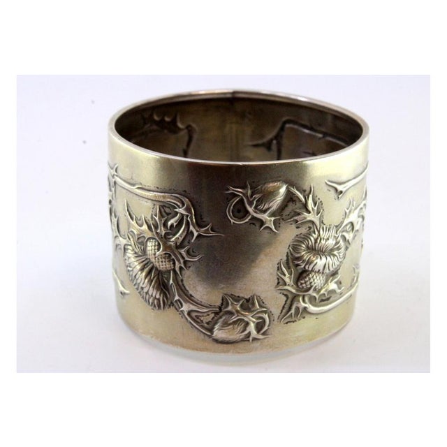 Silver Napkin Ring with Art Nouveau Style Applications and Reliefs For Sale - Image 6 of 6