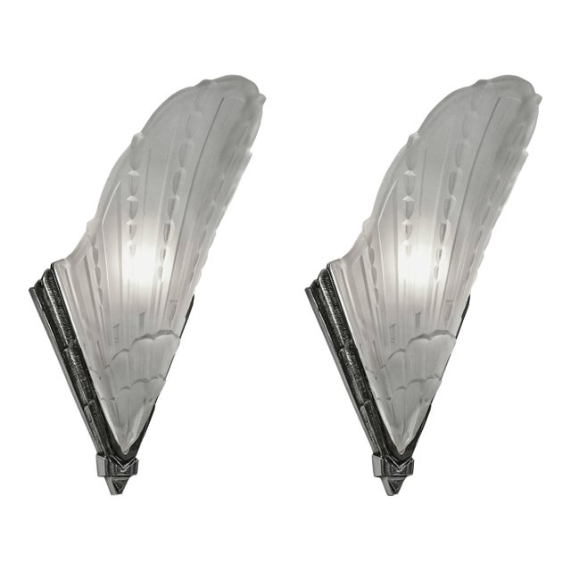 A Pair of French Art Deco Wall Sconces by Jean Gauthier 1930 France For Sale