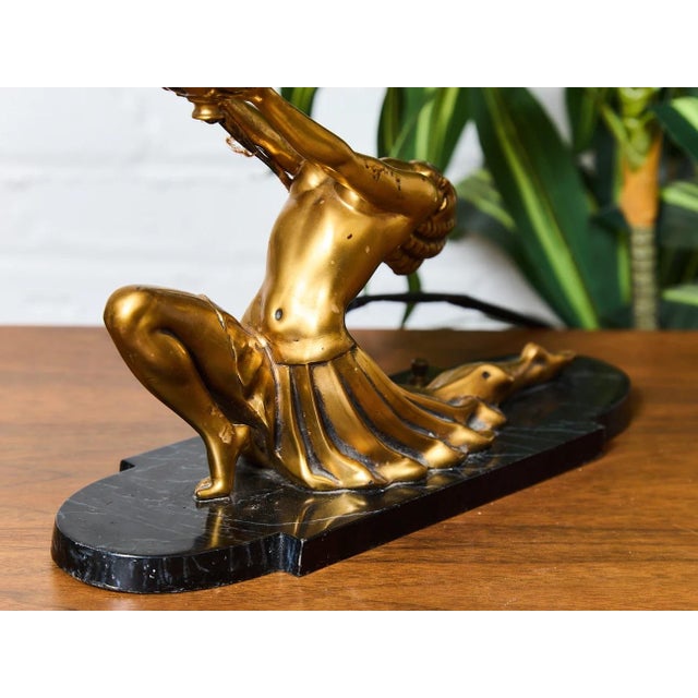 Early 20th Century Early 20th Century Styled After Frankart Ronson Nude Art Deco Lamp Solid Brass For Sale - Image 5 of 7