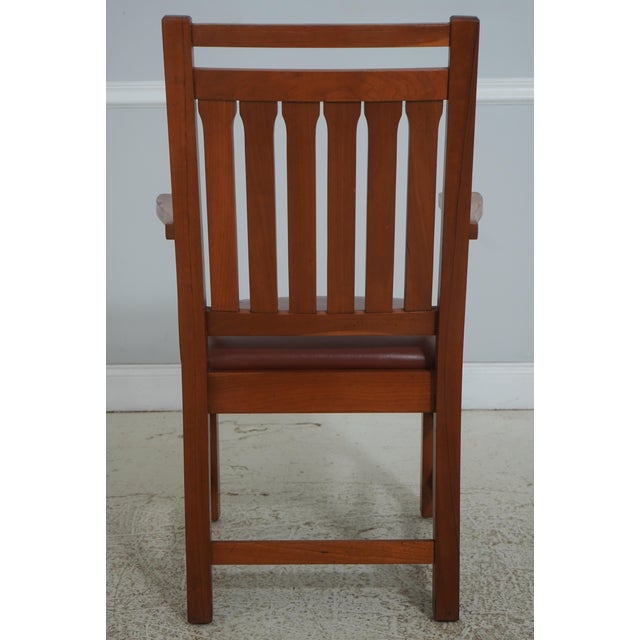 Set of 6 Mission Style Leather Seat Dining Chairs For Sale - Image 4 of 18