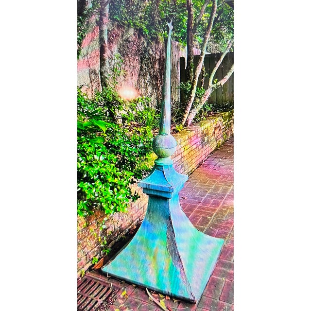 Antique Copper Architectual Rooftop Finial With Verdigris Aged Patina For Sale - Image 10 of 10