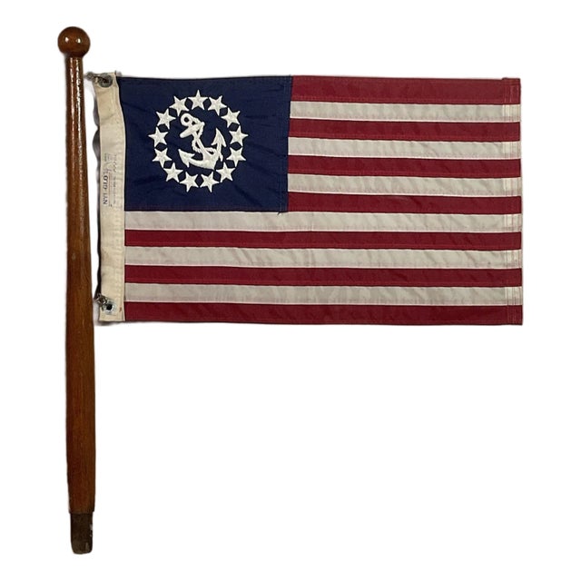 Yacht Ensign on Pole in Shadowbox Frame For Sale