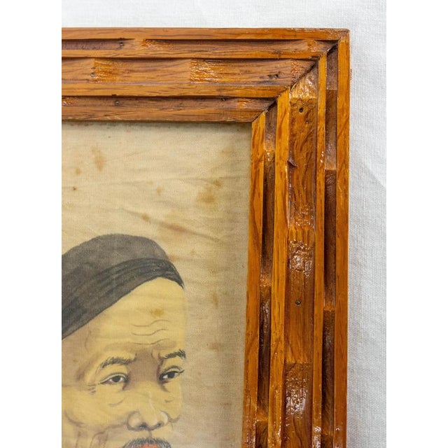 Vintage Silk Painting of Vietnamese Man, 1960s For Sale - Image 3 of 10