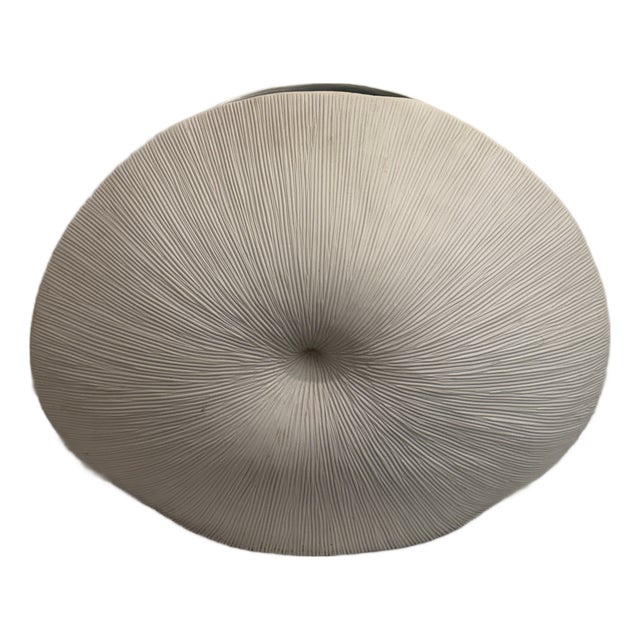Oversized Sculptural Ribbed Porcelain Vase in Soft Ivory | Organic Modern Statement Piece For Sale