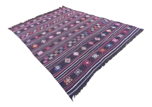 Vintage Geometric Pattern Tribal Flatweave Kelim,6'11'' X 9'4''