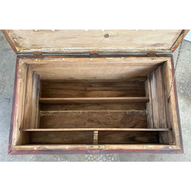 Antique Hand-Painted Wood Trunk Tool Chest For Sale - Image 11 of 12