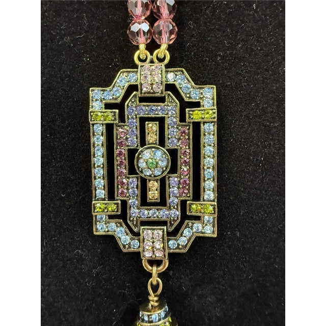 Purple Heidi Daus Art Deco Lavender Swarovski Crystal Signed Necklace New W/ Box Retired For Sale - Image 8 of 12