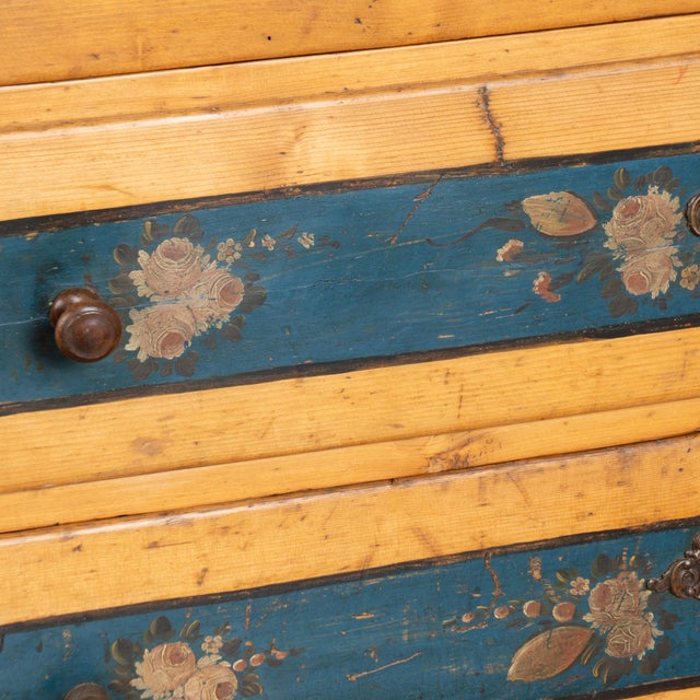 19th Century Pine 3-Drawer Chest With Original Painted Decoration, Dated 1873 For Sale - Image 12 of 16