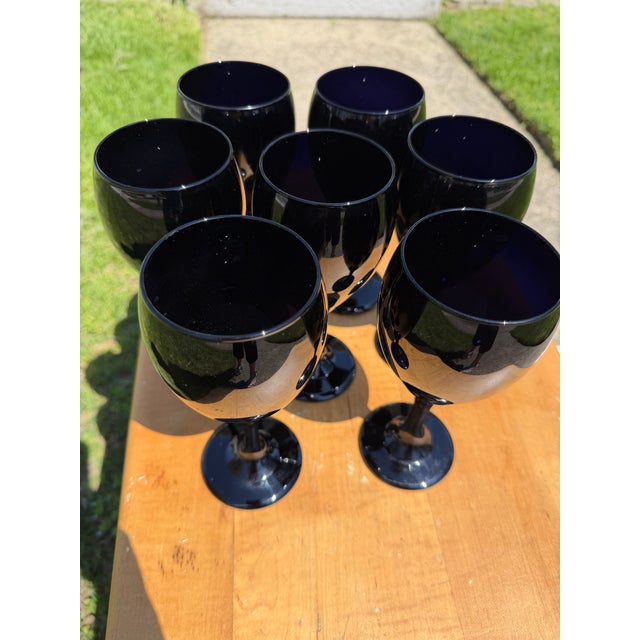 1960s Libby Crystal Black Amethyst Wine Glasses - Set of 8 For Sale - Image 12 of 12