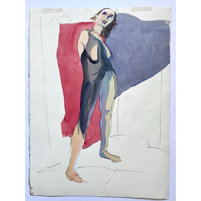 1990s Original Female Nude Watercolor Painting by Jon Hall 1997 For Sale - Image 5 of 5