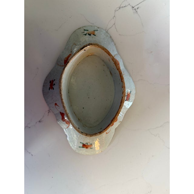 1960s Charming Vintage Handpainted Ceramic Chinese Footed Tray For Sale - Image 5 of 5