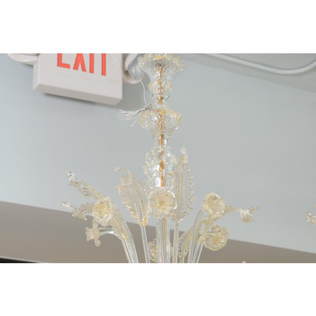 Glass 1940s Cascading 6-Light Murano Glass Chandelier For Sale - Image 7 of 17