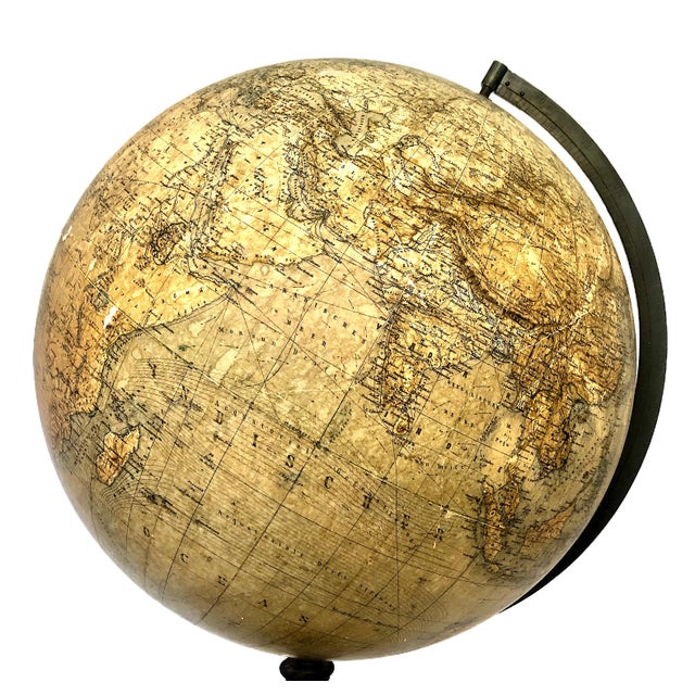 Champagne Rare German 1879 Dietrich Reimer Terrestrial Globe, Cartography by Heinrich Kiepert (1818–1899) For Sale - Image 8 of 18