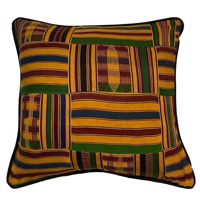 Gold Vintage African Design Sherma Turkish Cotton Pillow For Sale - Image 8 of 8