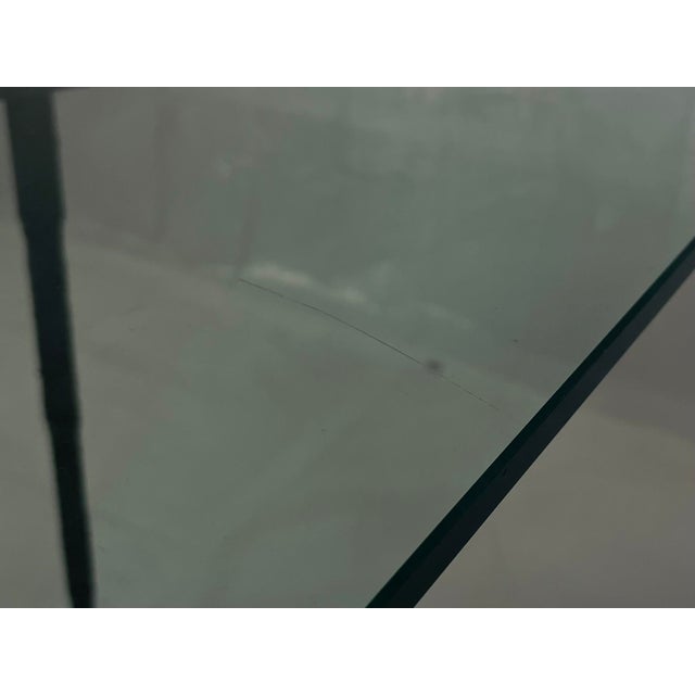 Vintage Brutalist Dining Table With Glass Top and Sculptural Textured Metal Base For Sale - Image 16 of 18