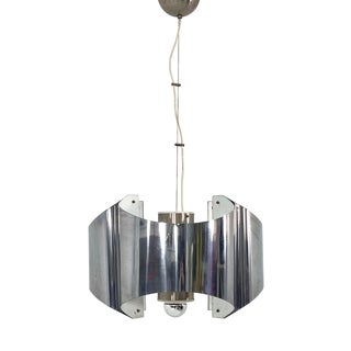 Folded Chromed Chandelier, 1970s For Sale