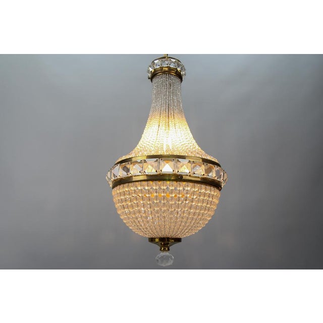 Empire Czech Crystal Beaded Dome Chandelier, 1950s For Sale - Image 12 of 18