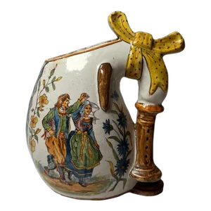 Circa 1910 Antique Henriot Quimper French Faience Bagpipe Vase