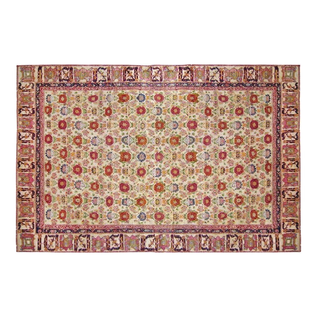 Antique Persian Tabriz Oriental Carpet in Small Size with Rosettes and Flowers For Sale